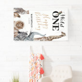 Banderoles Wild One Safari Première fête d'anniversaire (En situation)