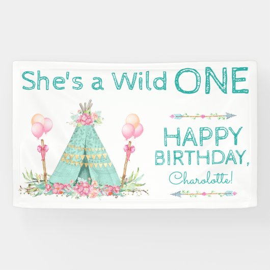 Banderoles Wild One TeePee 1er anniversaire Anniversaire Bann (Horizontal)