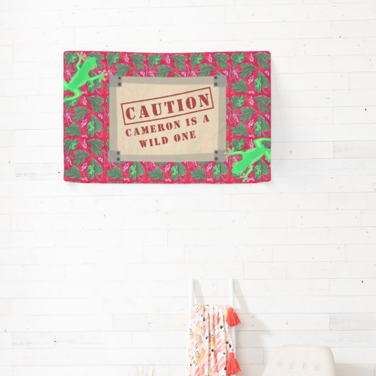 Banderoles Wild One Tropical Rainforest Birthday Custom (Insitu)