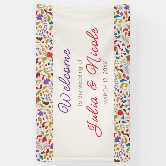 Banderoles Wild Rose Woods Exotic Flower Garden Mariage (Vertical)