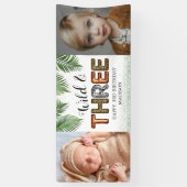 Banderoles Wild Three Safari Jungle 3ème anniversaire Bannièr (Vertical)