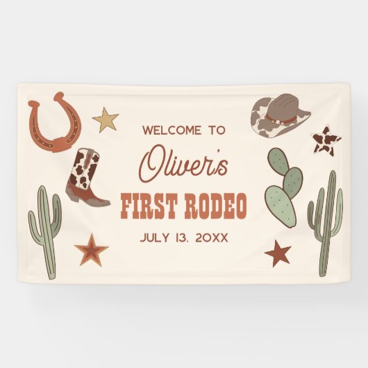 Banderoles Wild West First Rodeo Birthday Welcome Banner (Horizontal)