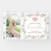 Banderoles Wildflower Pink Bow Graduation Party  (Horizontal)