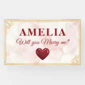 Banderoles Will you marry me Red Heart Romantic Proposal (Horizontal)