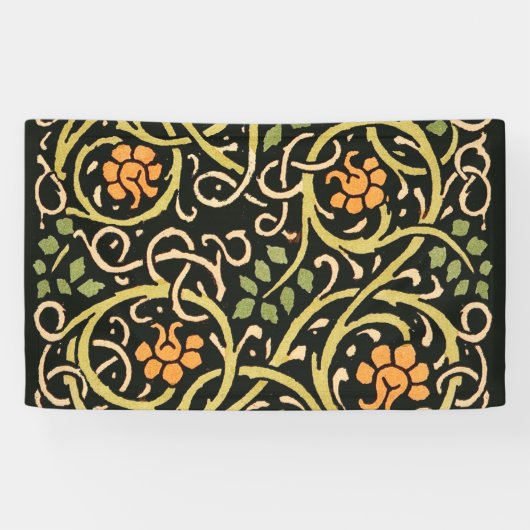 Banderoles William Morris Black Floral Art (Horizontal)