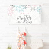 Banderoles Winter Onederland Rose bleu argent parties scintil (En situation)