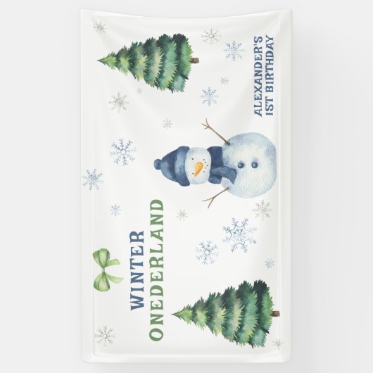 Banderoles Winter Onederland Snowman 1er anniversaire (Vertical)
