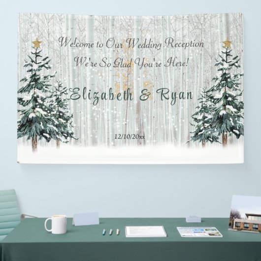 Banderoles Wonderland Mariage Birch Trees Pine Trees (Salon professionnel)