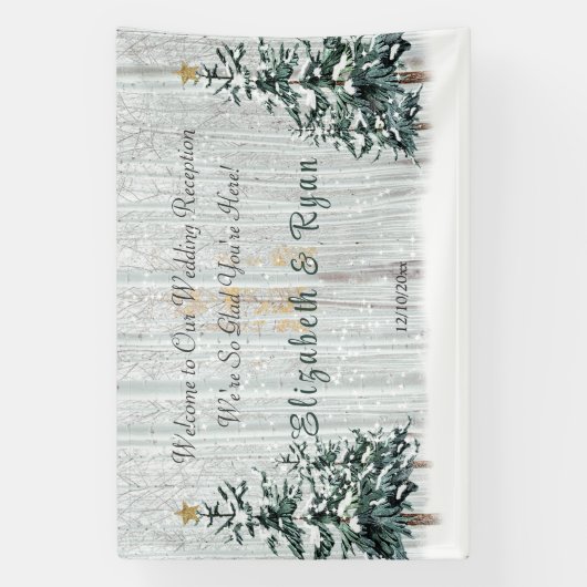 Banderoles Wonderland Mariage Birch Trees Pine Trees (Verticale)