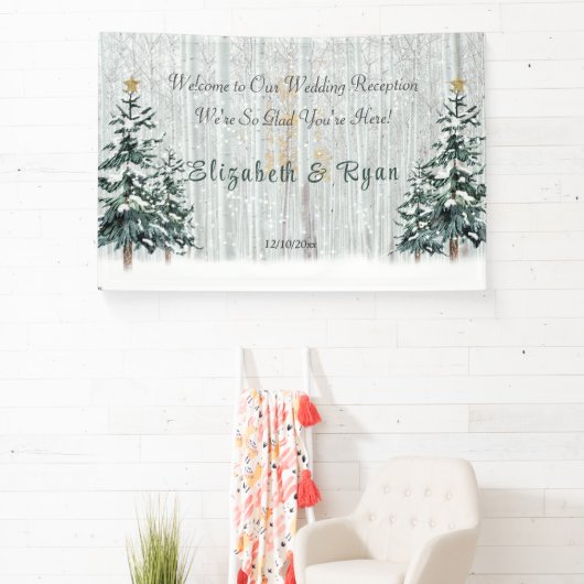 Banderoles Wonderland Mariage Birch Trees Pine Trees (Insitu)