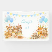 Banderoles Woodland Animals Backdrop Bunny Bear Fox Pastel (Horizontal)