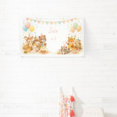 Banderoles Woodland Animals Bunny Bear Fox Birthday Backdrop  (Insitu)