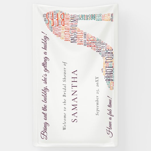 Banderoles Wordart Nom de la chaussure Amusant Fête des marié (Vertical)