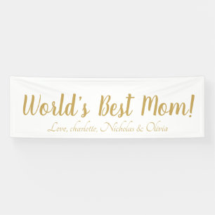 Banderoles World’s Best Mom gold custom script mignon