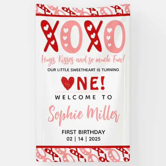 Banderoles XOXO Câlins et baisers Saint-Valentin 1er annivers (Vertical)