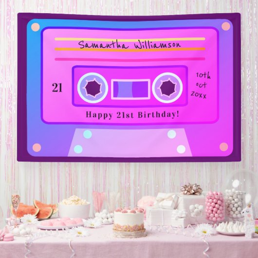Banderoles Y2k Rose Bleu Violet Cassette 21ème anniversaire (Fête)