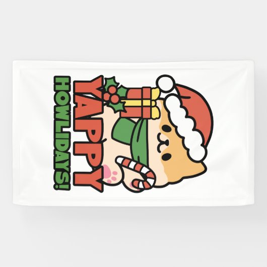 Banderoles Yappy Howlidays - Jote Christmas Dog Cartoon (Horizontal)