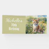 Banderoles Yellow Orange Tabby Kitten Cat  70th Birthday (Horizontal)