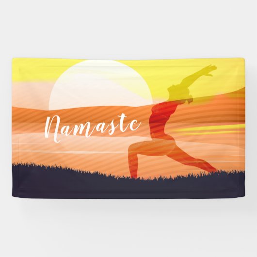 Banderoles Yoga Instructeur Sun Salutation Crescent Moon Pose (Horizontal)