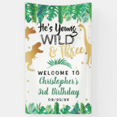 Banderoles Young Wild & Three Dinosaur Boys 3e anniversaire (Vertical)