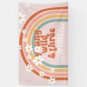 Banderoles Young Wild Three Super Rainbow Daisy Anniversaire (Vertical)