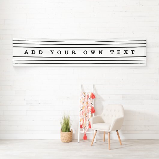 Banderoles Your Custom Text & Modern Stripes | Black & White (En situation)