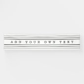 Banderoles Your Custom Text & Modern Stripes | Black & White (Horizontal)