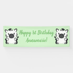 Banderoles Zebra Birthday Party Green