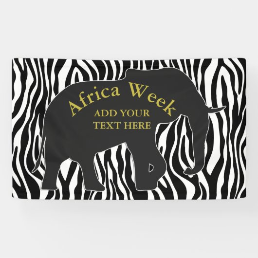 Banderoles Zebra Pattern avec éléphant + vos idées (Horizontal)