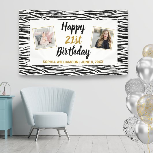 Banderoles Zebra Poster de animal Anniversaire N'importe quel