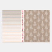 Bandes, arbres de Noël, papier marron-neige (Devant 3)