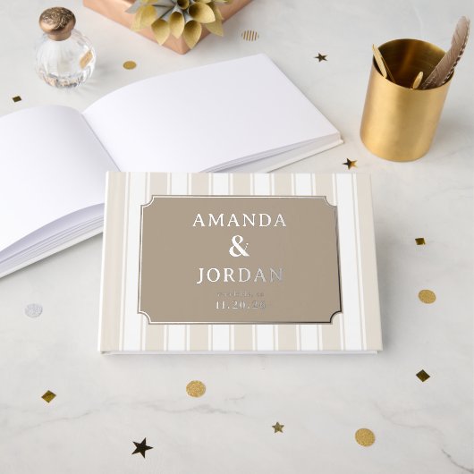 Bandes beige élégantes avec étoiles dorées (Recto ouvert)