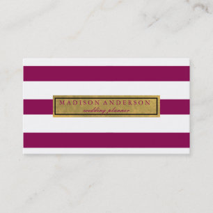 Bandes chic violet et blanc en Carte de visite or