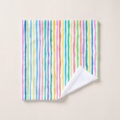 Bandes colorées dessinées à la main (Gant de toilette)