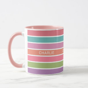 Bandes colorées tasses de nom personnalisé
