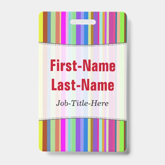 Bandes de différentes couleurs; Badge de nom perso (Avant)