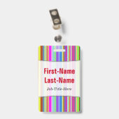 Bandes de différentes couleurs; Badge de nom perso (Arrière avec clip)