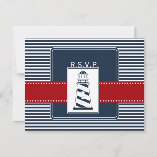 bandes de marine, mariage nautique phare rsvp (Devant)
