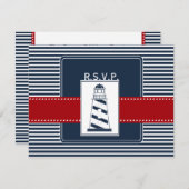 bandes de marine, mariage nautique phare rsvp (Devant / Derrière)