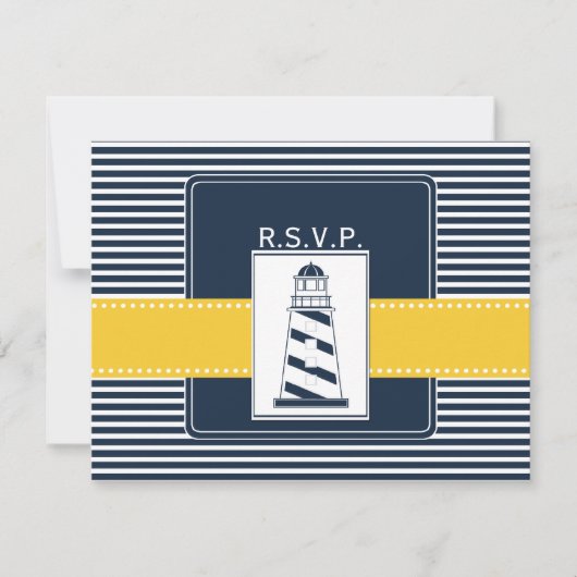 bandes de marine, phare, mariage nautique rsvp (Devant)