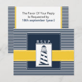 bandes de marine, phare, mariage nautique rsvp (Devant / Derrière)