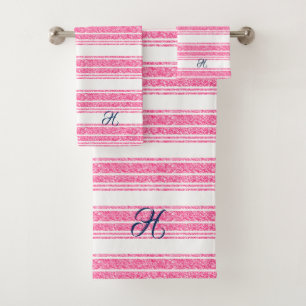 Bandes de Parties scintillant rose et blanc Monogr