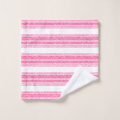 Bandes de Parties scintillant rose et blanc Monogr (Gant de toilette)