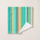 Bandes de pêche et turquoise roses rétro-verticale (Gant de toilette)