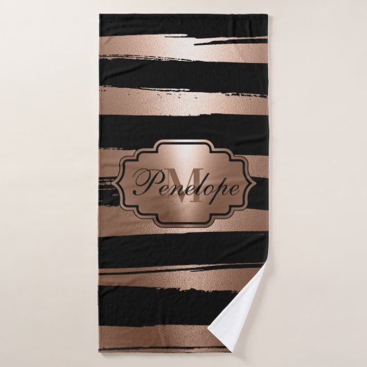 Bandes de pinceau rose or (Serviette de bain)