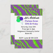 Bandes de tigres pourpres et vertes Invitation d'a (Devant / Derrière)