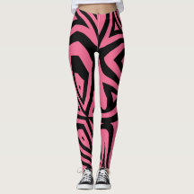Bandes de zèbre rose et noir pour femmes Leggings