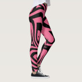 Bandes de zèbre rose et noir pour femmes Leggings (Droite)