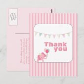 Bandes d'éléphant rose merci carte postale (Devant / Derrière)