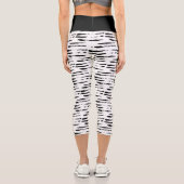 Bandes d'encre noir et blanc Motif Capri Leggings (Verso)